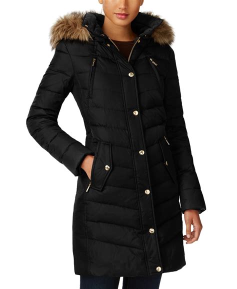 black leopard michael kors coat|Michael Kors puffer coat women.